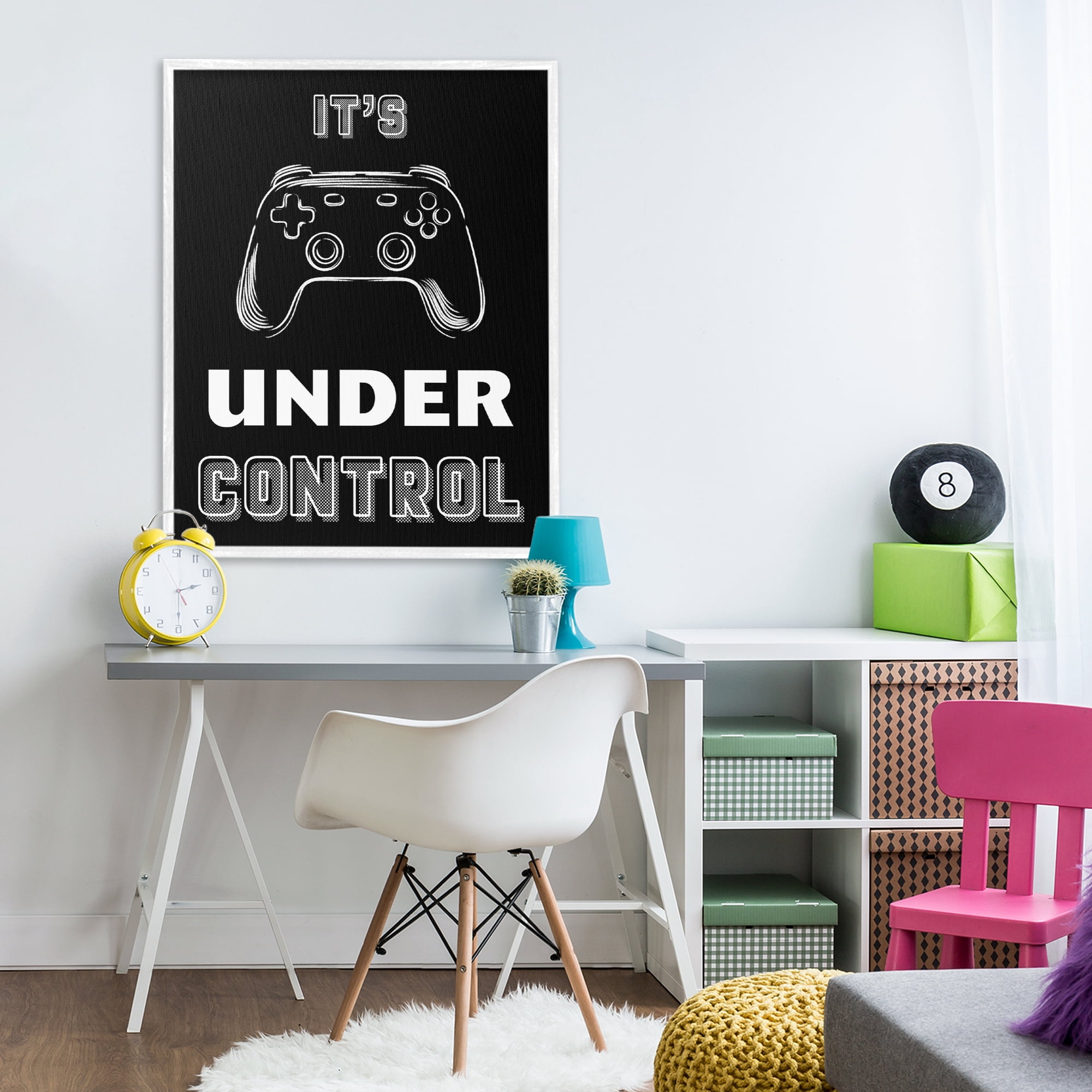 Stupell Industries Under Control Gamer White Framed Giclee Art, design by Marcus Prime