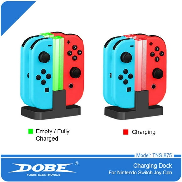 DOBE 4-Port RGB Charging Station for Nintendo Switch Joy-Cons - Colorful LED Light-Up Charger Dock, Fast Charging Gaming Accessory