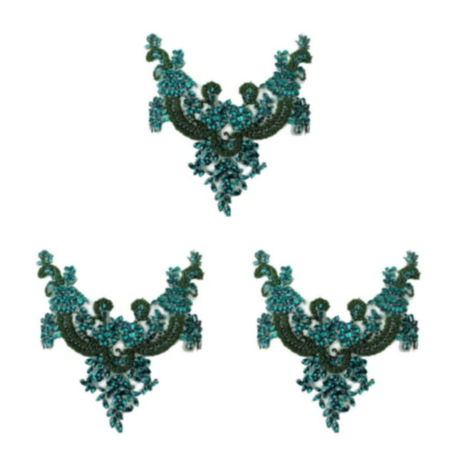 kurtrusly Beauté de Robe de Mariée avec Coudre sur Perles Garniture Patchs Faits avec Acrylique Large Application Polyvalent Blanc 3Set