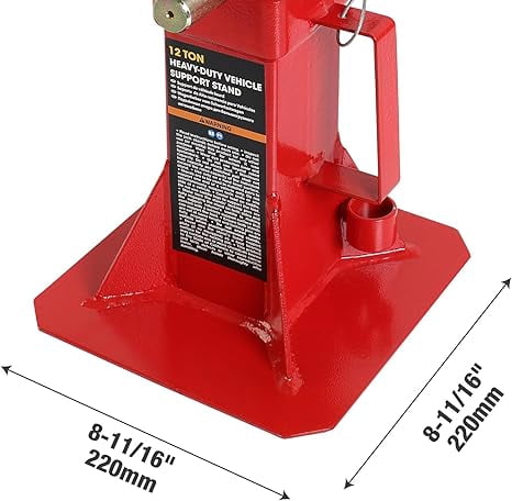 JACK BOSS Heavy Duty 12 Ton Pin Style Adjustable Height Automotive Jack Stands, Red, 1 Pair