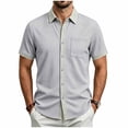 thumbnail image 2 of Fanshiluo Men's Collared Short Sleeve Button Down Shirt with Chest Pocket,Size:M,Big and Tall Men, 2 of 9
