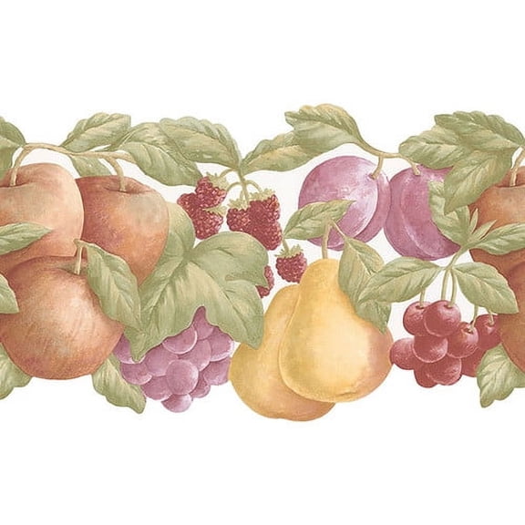Norwall Wallcoverings Inc Fresh Kitchens V 15' x 7'' Double Die-Cut Fruit Border Wallpaper