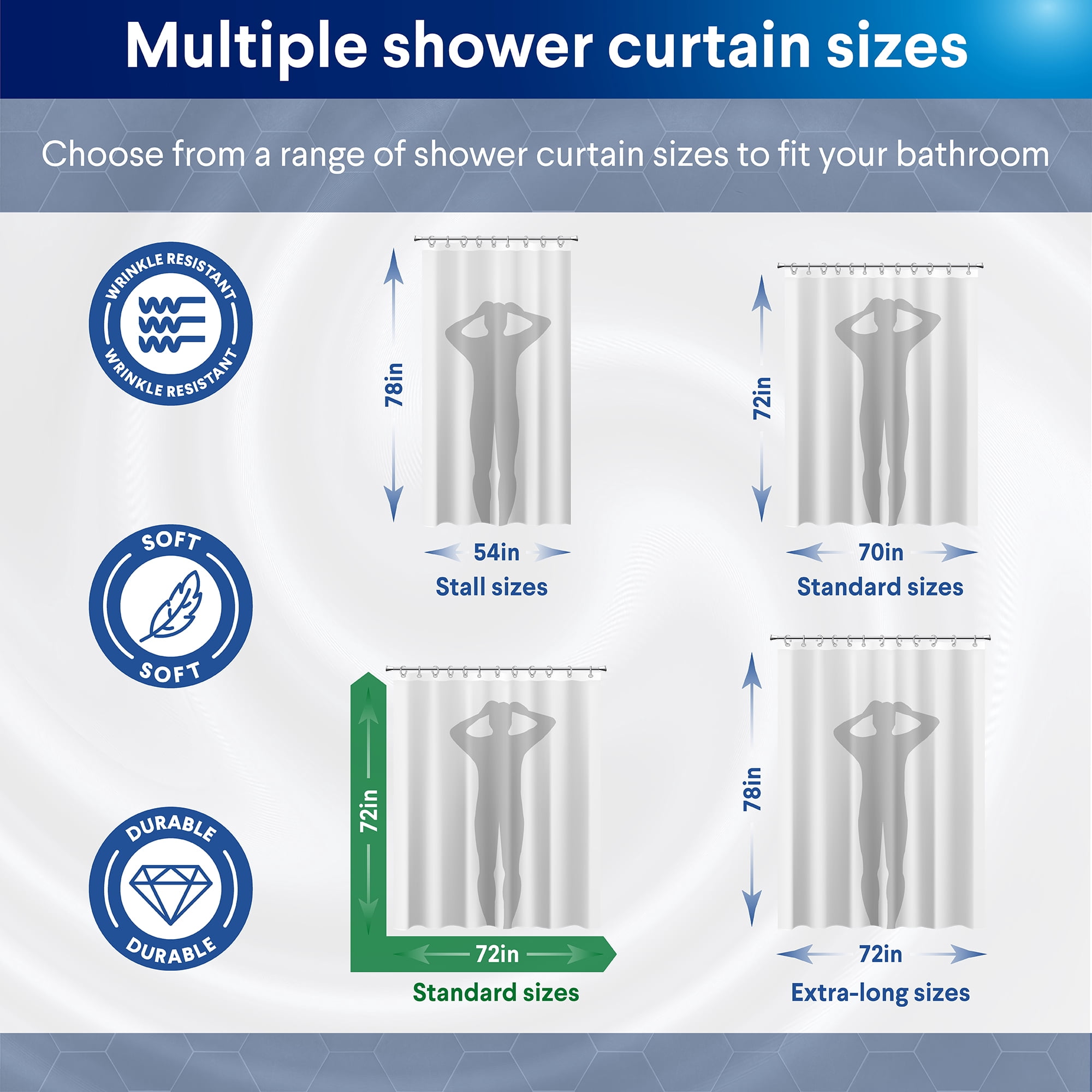 Clorox Solid Waterproof Fabric Shower Curtain, Standard Size, Tan, 72" x 72"