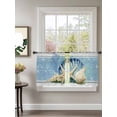 thumbnail image 2 of Sheer Curtains 45 Inch Length 2 Panels Set for Kitchen, Blue Coastal Starfish Semi Sheer Curtains for Windows, Vintage Wooden Nautical Coral Summer Voile Window Treatments Rod Pocket Curtain, 2 of 7