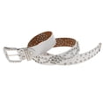thumbnail image 3 of Cinturón de cuero con cristales de imitación brillantes para hombre y mujer Blanco, 3 of 5
