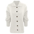 thumbnail image 3 of 2026 New Button Up Cardigan for Women, Long Sleeve Lapel Collared Knit Tops, Lightweight Relaxed Fit Casual Sweater(White,XXXL), 3 of 4