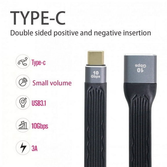 JSER USB 3.1 Type C Male Host to USB3.0 Type A Female OTG Flat Slim FPC Data Cable 13cm for Laptop Phone