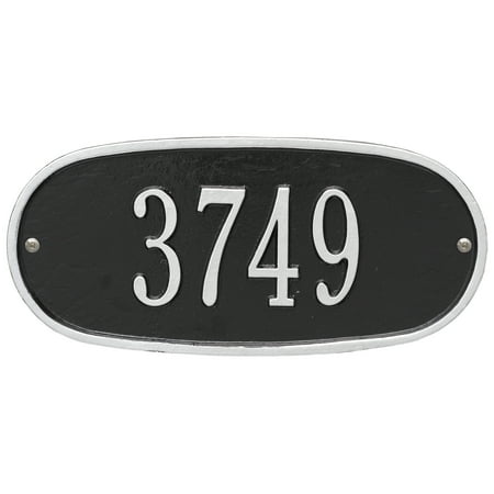 Personalized Whitehall Products Oval 1-Line Standard Wall Plaque in Black/Silver