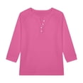 thumbnail image 4 of YunPes Girls 3/4 Sleeve Short Sleeve Shirts V Neck Girls Tee Teen Kids Casual Flowy Half Button Loose Blouse Summer Tops 3‐13 Years, 4 of 5