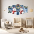 thumbnail image 3 of ZHONGYUTONG 5 Piece Christmas Wall Art Large Snowman Pictures Canvas Prints Winter Snowy Xmas Living Room Home Wall Decor Framed (16x24inx2pcs 16x32inx2pcs 16x40inx1pcs), 3 of 4