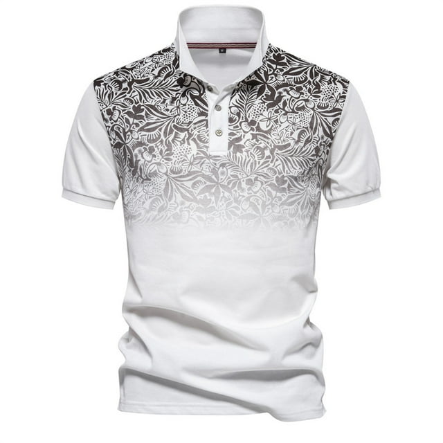 Chemise Blouse Décontractée pour Homme à Manches Courtes Imprimée à Col Rabattu