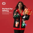 thumbnail image 3 of Joyfy Ugly Christmas Sweater Cardigan Women, LED Light Up Ugly Sweater, Adult Women Christmas Sweater with Light Bulbs, Cute Funny Glowing V Neck Cardigan Sweater (M, Black), 3 of 8