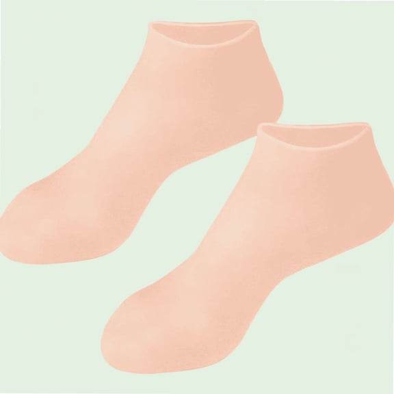 Silicone Moisturizing Socks for Dry Cracked Skin Care, Unisex Pedicure Socks, Nonslip, Hand Washable, Durable Reusable, Skin Color S