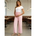 thumbnail image 5 of DARING DIVA Women's Wide Leg Maternity Pants Over Belly Elastic Waist S Pink Stripe, 5 of 7