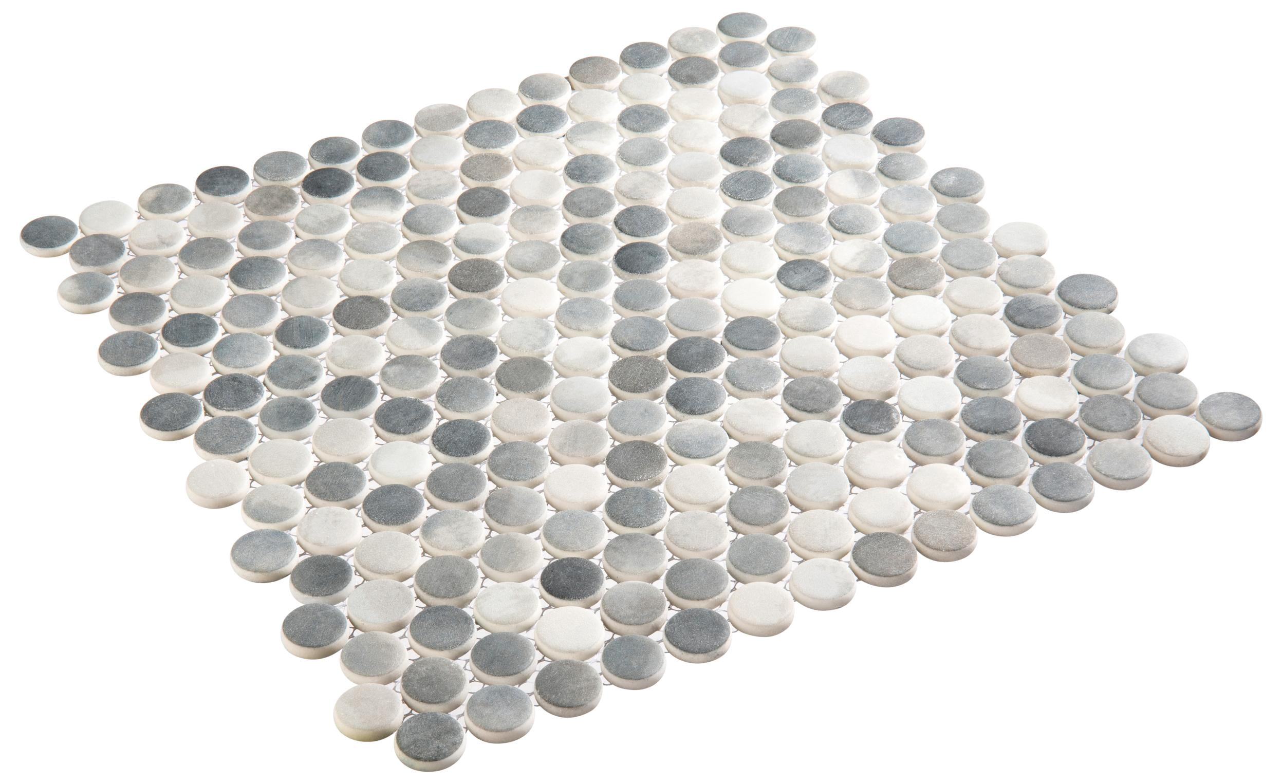 Pixie Char Gray 3/4-in Penny Round Fabric Look Matte Glass Mosaic Wall and Floor Tile