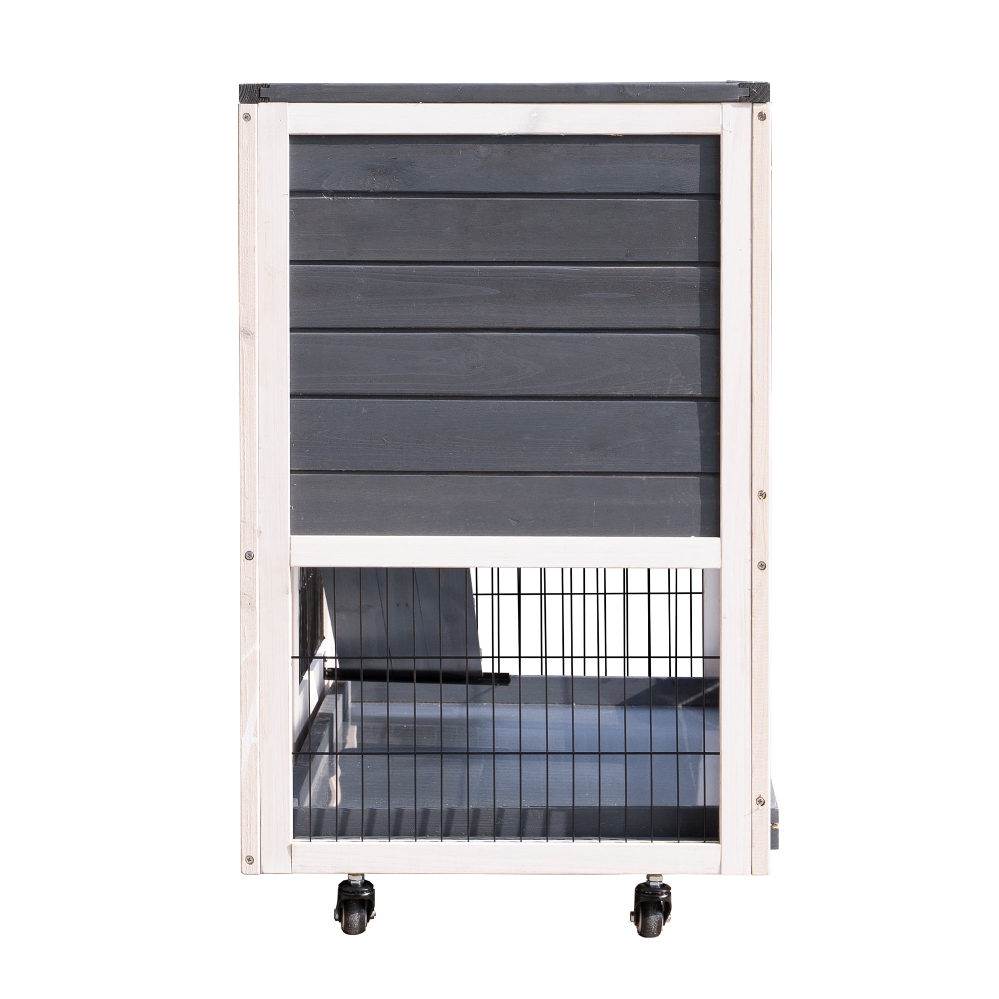 Pefilos 2 Story Design Rabbit Hutches for Outdoor with Wheels Pet Cage with Tray, Fir Wood Construction for Hamster, Guinea Pig, Gray Pefilos 2 Story Design Rabbit Hutches for Outdoor with Wheels Pet Cage with Tray, Fir Wood Construction for Hamster, Guinea Pig, Gray