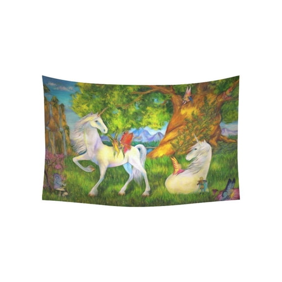 PHFZK Forest Wall Art Home Decor, Unicorns among Trees and Mountains Tapestry Wall Hanging 40 X 60 Inches