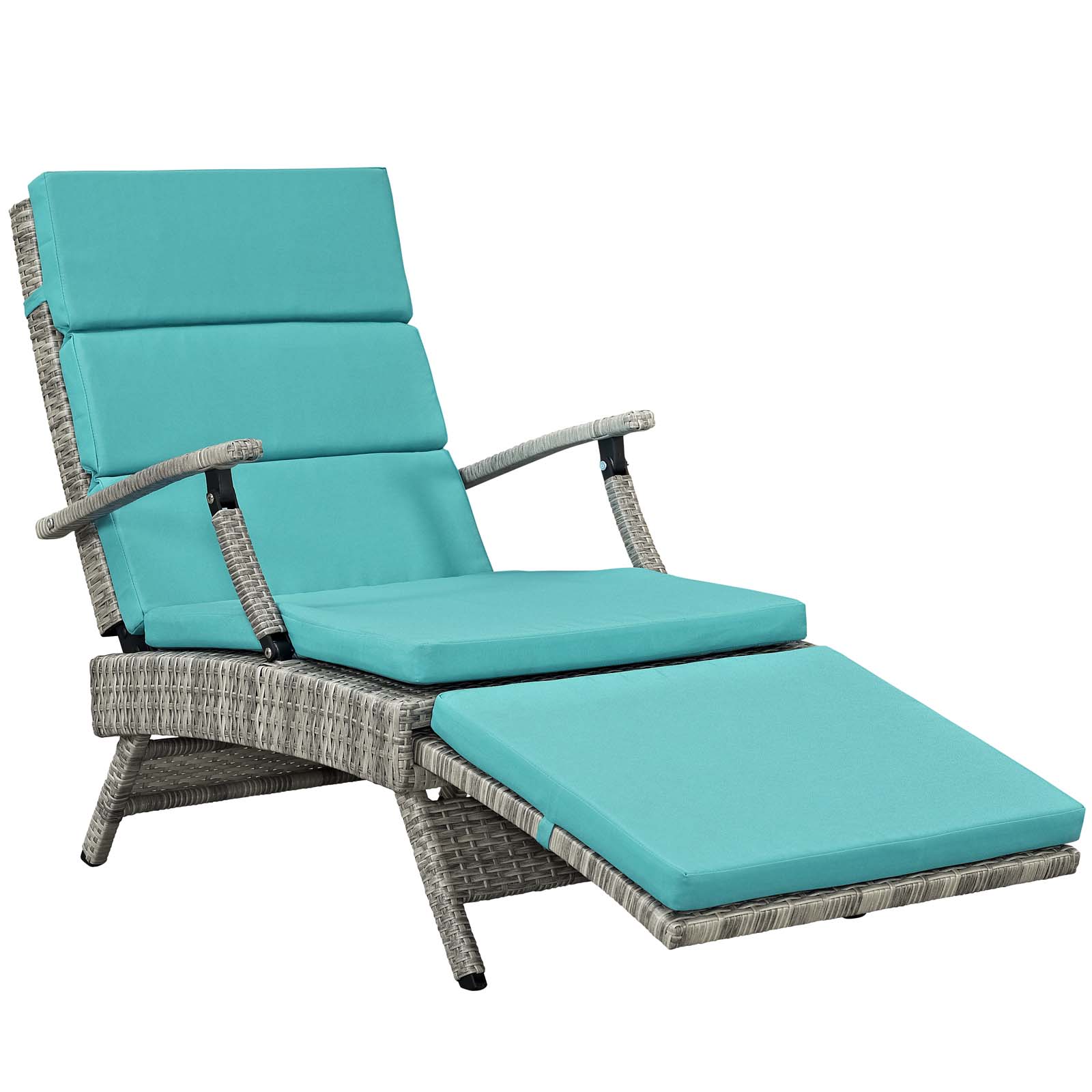 Modway Envisage Chaise Outdoor Patio Wicker Rattan Lounge Chair in Light Gray Turquoise - image 3 of 10