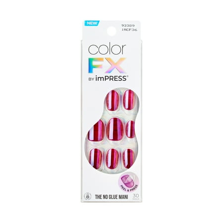 KISS imPRESS Color FX Press on Nails  Around You  Pink  Short Oval  30 Count