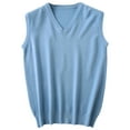 thumbnail image 3 of JTieacloth Mens Vest Sweater Vest Men's Sleeveless Knitted Vest V Neck Knitted Vest Spring Plain Sleeveless Knitted For Men(Blue,M), 3 of 6