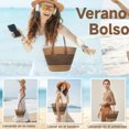 thumbnail image 3 of Bolsa tote bolsa de viaje bolsa playa Bolsos de dama color rayas negras finas, 3 of 4