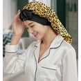 thumbnail image 6 of WIRESTER Long Satin Bonnet for Women, Adjustable Tie Band Sleep Cap with Double Layer for Braids & Long Hair - Gold Glitter Sparkle With Black Yellow Glitter Leopard, 6 of 7