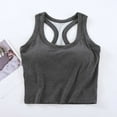 thumbnail image 2 of Kaemgyyd Workout Tops for Women Seamless Crew Neck Racerback Stretchy Tee Soft Breathable Athletic Cropped Shirt with Built-In Bra, 2 of 7