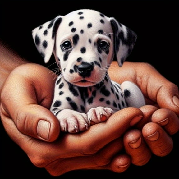 Diamond Painting Kits for Adults Drill Dalmatian Puppy in Palms Full Drill DIY Diamond Art for Adults Beginners Picture Art Crystal Painting for Home Wall Decor
