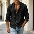 thumbnail image 5 of VBVC Men's Long Sleeve Button Down Shirt with One Pocket, Casual Long Sleeve Sleeve Work Tops For Men, Black , S-2XL, 5 of 9