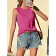 thumbnail image 3 of Women's Round Neck T-shirt Solid Color Casual Loose Vest Sleeveless Tops, 3 of 6