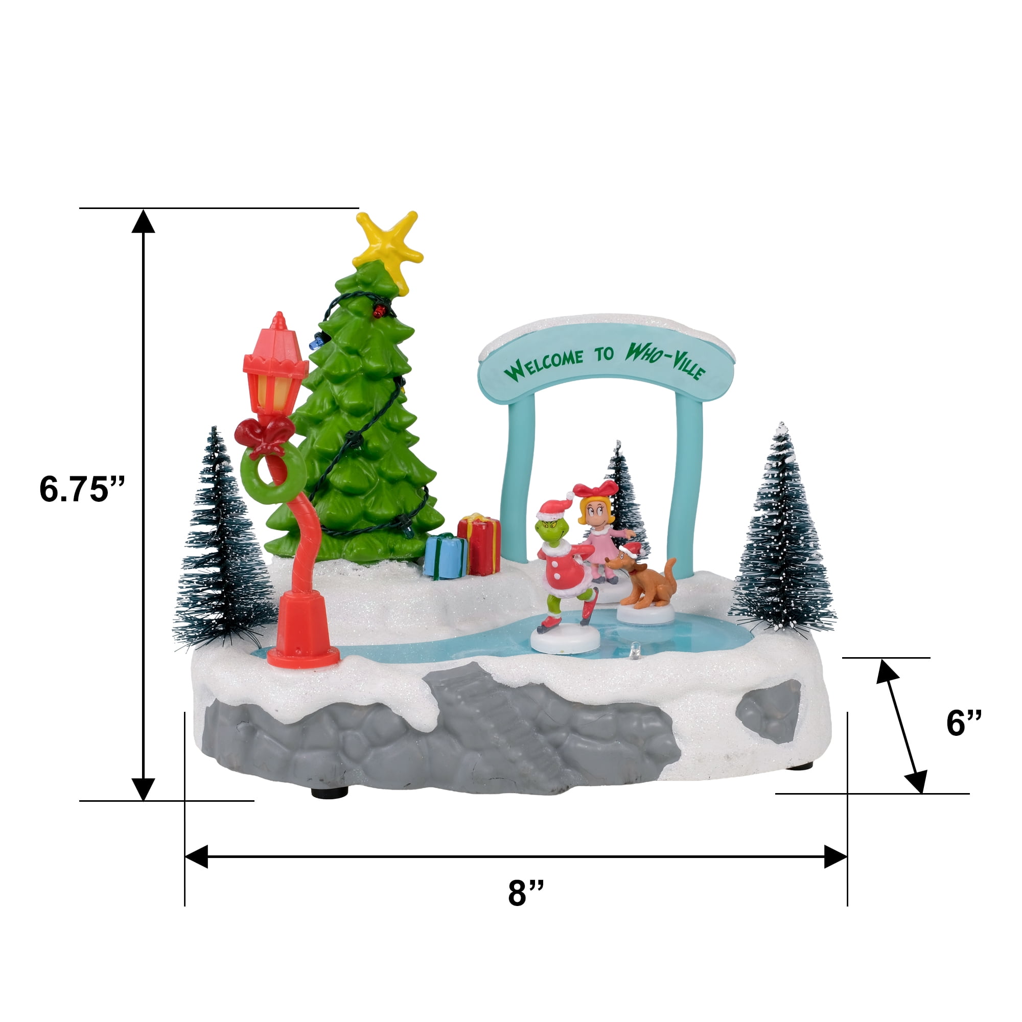 Dr. Seuss The Grinch Whoville Skating Scene Tabletop Christmas Figurine