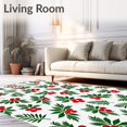 thumbnail image 2 of ODIKA 6'x9' Machine Washable Non-Slip Area Rug, Holly Berries with Pine Needles Festive Winter Holiday High Traffic Rug, Red, 626271, 2 of 7
