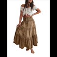 thumbnail image 1 of Vestido Bohemio para Mujer, con Cintura Alta, Volantes, Fluido, con Volantes Escalonados, Corte A, para Playa. Marrón Oscuro XL, 1 of 7