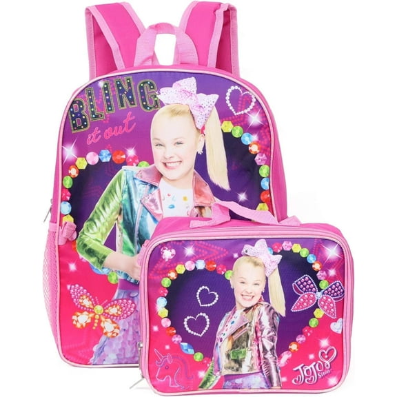Ruz Girls Jojo Siwa 16" Backpack with Detachable Lunch bag Kids School Dance