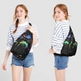 thumbnail image 3 of Gamer Gift Sling Backpack - Digital Loading Screen & Strategy Mode Pattern, Fashionable Water-Resistant Pack for Students, 3 of 4