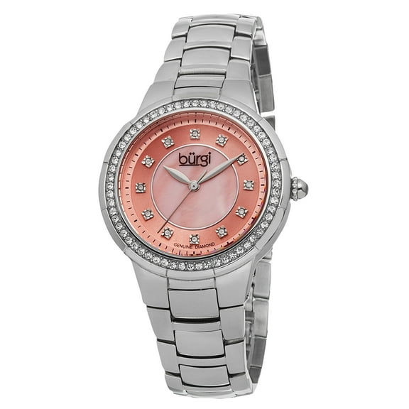 Women's Swiss Quartz Diamond Stainless Steel Pink Bracelet Watch
