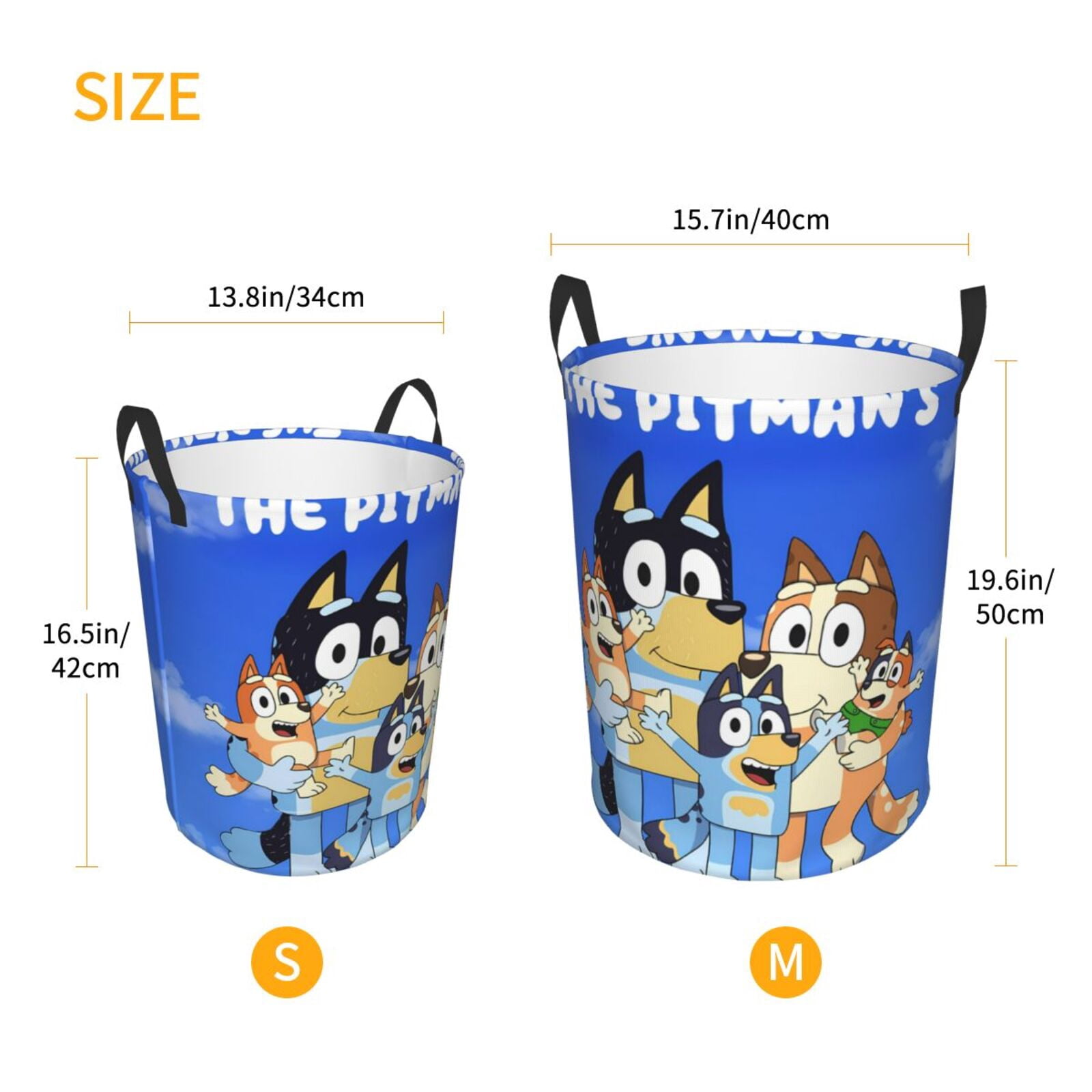 Johaoi Bluey Pattern Round Large Laundry Basket -Storage Basket - Toy Storage Basket, Perfect as Hamper, Kids Room Storage, and Toy Containment-
