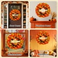 thumbnail image 6 of SLUMLOVE 24in Fall Wreaths for Front Door with Lights, Autumn Wreath with Pumpkins, Pinecones, Maple Leaves & Plaid Bow, Lighted Fall Wreaths for Outdoor Indoor,Halloween,Thanksgiving Harvest Fall De, 6 of 8