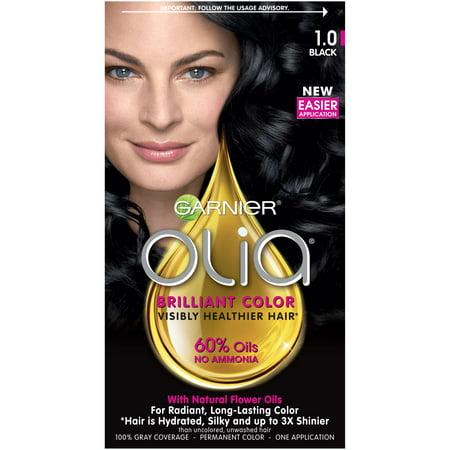 Garnier Olia Oil Powered Permanent Hair Color, 1.0 Black, 1 kit
