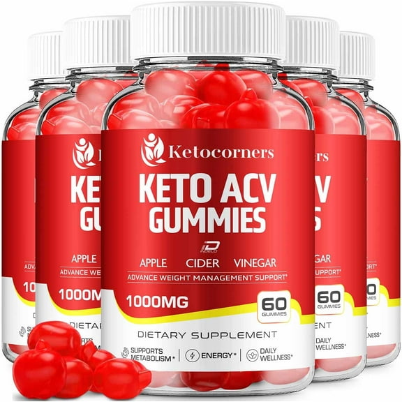 (5 Pack) Keto Corners Keto ACV Gummies Supplement – KetoCorners   ACV Gummies Apple Cider Vinegar 1000MG, Corners Keto Gummies Reviews, Vitamin B12 (300 Gummies)