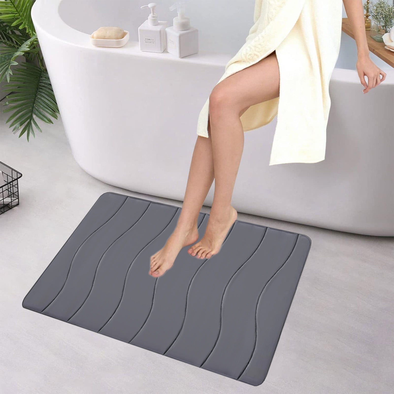 Outoloxit Bathroom Rugs Sets 3 Piece, Foam Bath Mat 5 Set Bathroom Rugs for 5 Pcs Toilet Mats Universal Soft Comfortable Water Absorption Non-Slip Thick Machine Washable Easier to Dry Dark