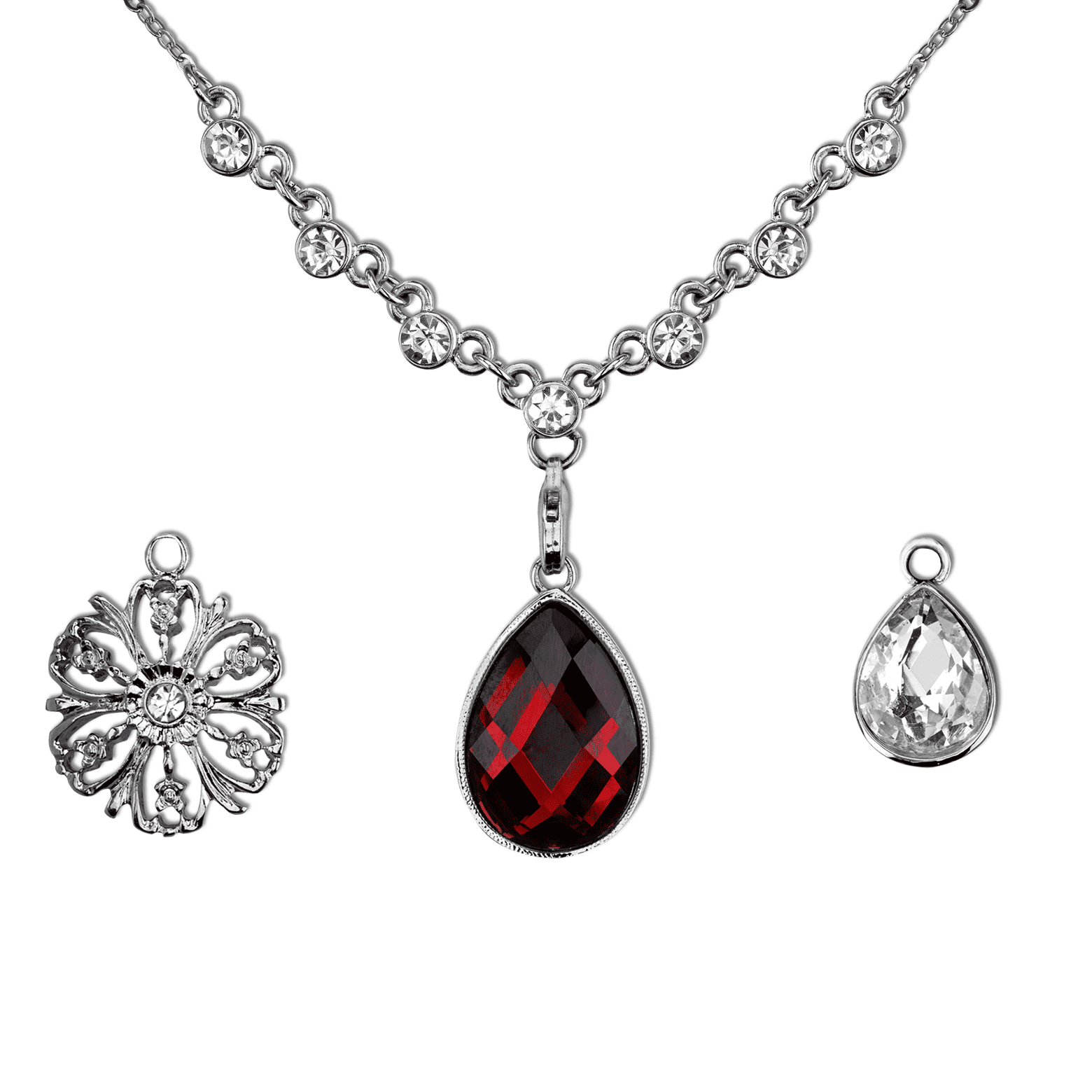 1928 Jewelry 1928 Jewelry SilverTone Red And Crystal Interchangeable