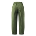 thumbnail image 7 of RQYYD Womens Plus Size Cotton Linen Capri Yoga Pants Wide Leg Loose Comfy Lounge Capris Sweatpants Elastic High Waist Casual Pants with Pockets(Army Green,L), 7 of 7