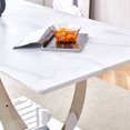 thumbnail image 2 of Sudica Modern Dining Table with White Marble Patterned Tabletop, 63" Large Dining Room Table with Silver U shape Base for Kitchen, 2 of 9