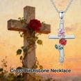 thumbnail image 6 of Birthstone Cross Necklace 925 Sterling Silver Rose with Butterfly Birthstone Cross Pendant Necklace Jewelry Gifts for Women Birthday Christmas, 6 of 6