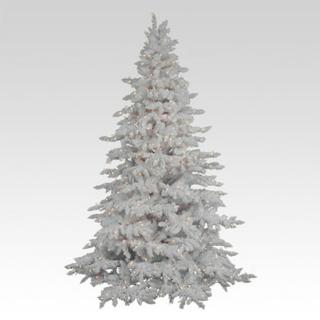 Flocked White Spruce Full Pre-lit Christmas Tree
