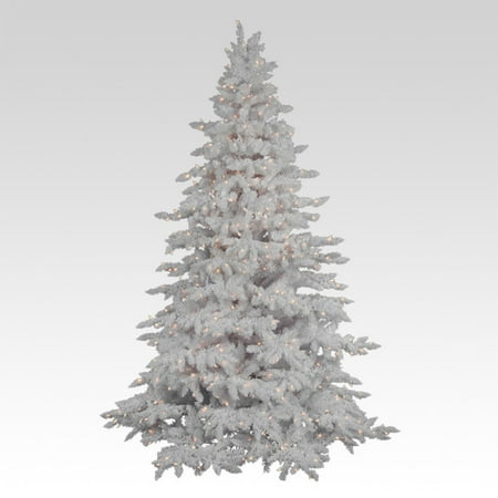 Flocked White Spruce Full Pre Lit Christmas Tree Walmart Com