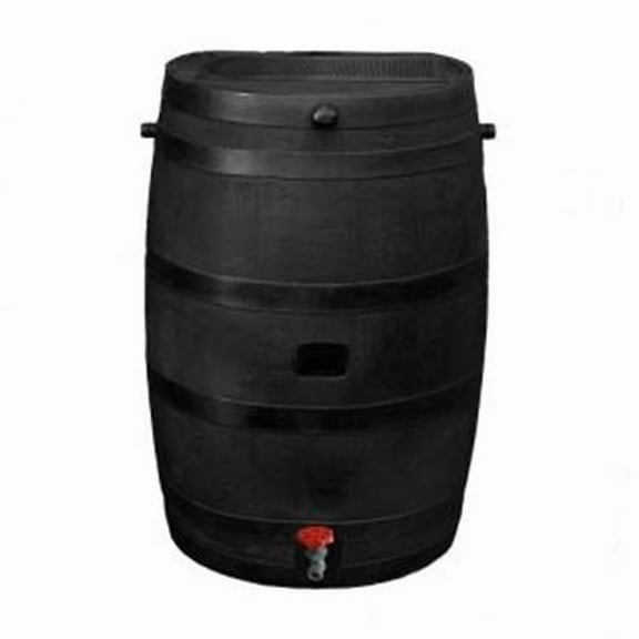 50 Gallon Eco Rain Barrel with Plastic Spigot, Black