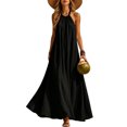 thumbnail image 2 of Joernso Women Halter Neck Maxi Linen Dress, Sleeveless A-Line Loose Casual Long Dress, Summer Flowy Vacation Beach Sundress, 2 of 8
