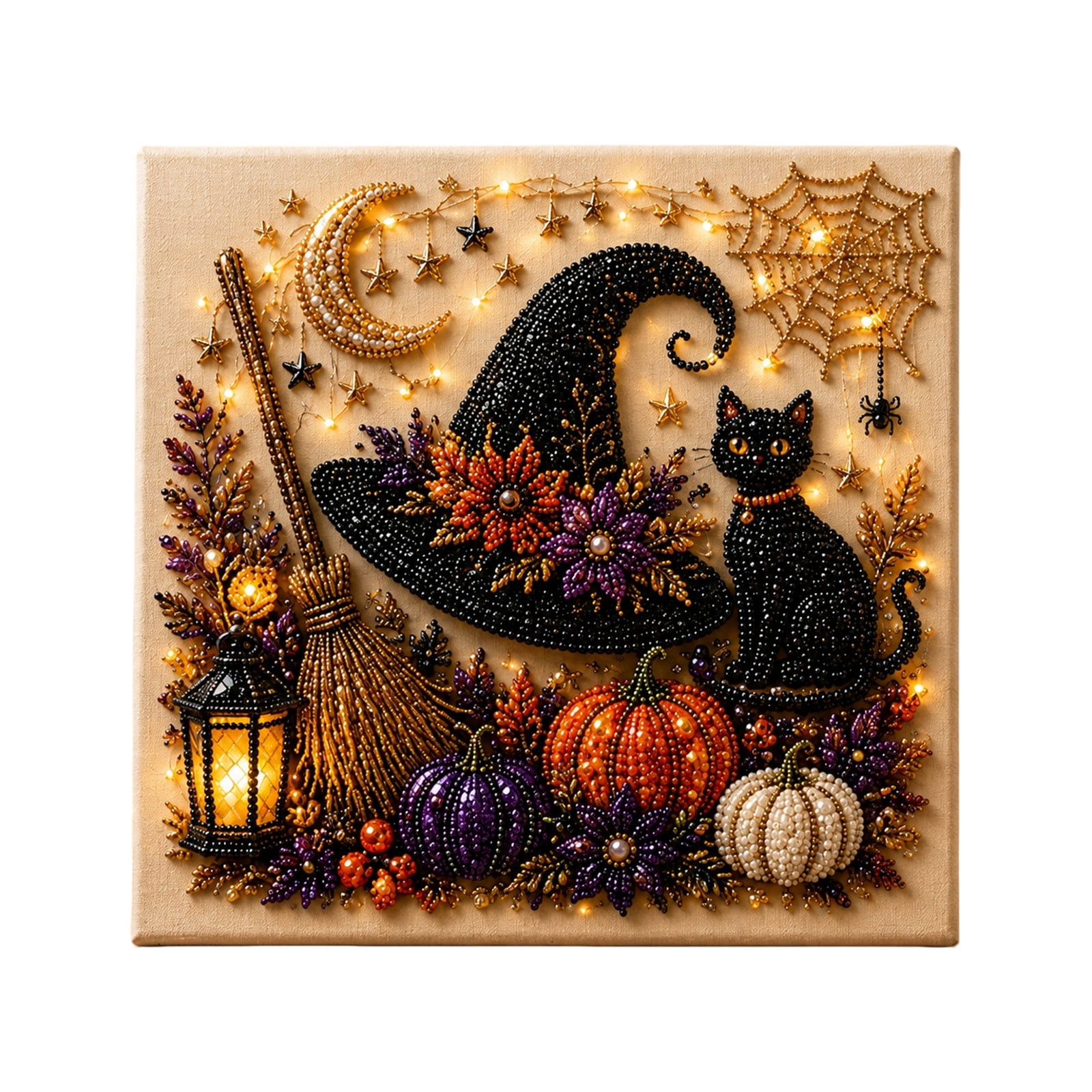 Kiddiway Halloween Pearl Diamond Painting Kit - Ghost Craft with Vintage Halloween Decor DIY Wall Art Creative Project Great Gift. B